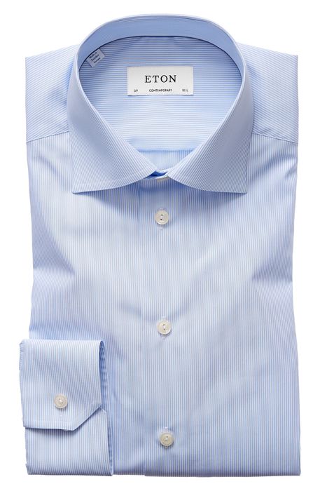Eton Contemporary Fit Stripe Dress Shirt in Blue