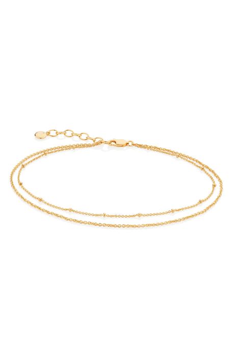 Monica Vinader Beaded Double Strand Anklet in Yellow Gold