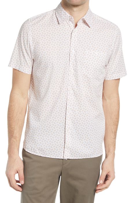 Ted Baker London Hibar Short Sleeve Button-Up Shirt in White