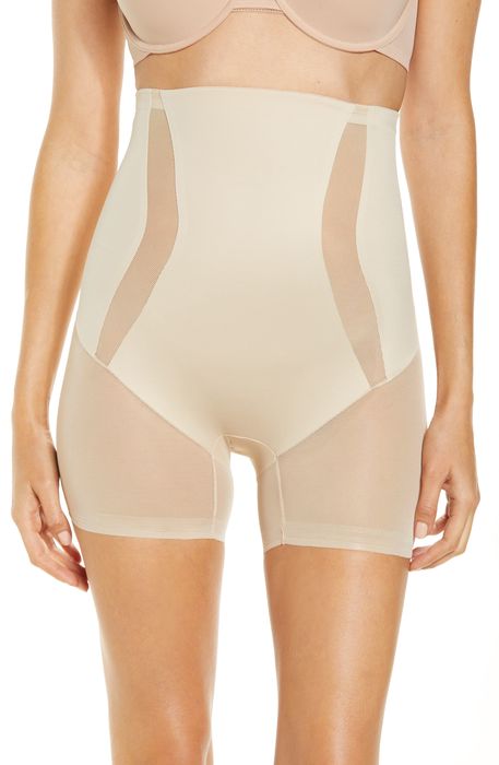 TC Middle Manager High Waist Shaping Shorts in Warm Beige