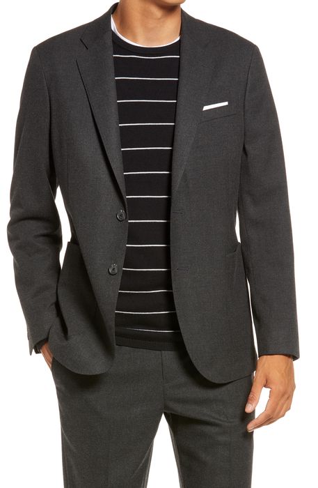 Nordstrom Tech-Smart Trim Fit Stretch Sport Coat in Charcoal Grey Heather