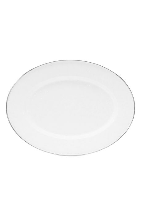 Golden Rabbit Enamelware Oval Serving Platter in Solid White