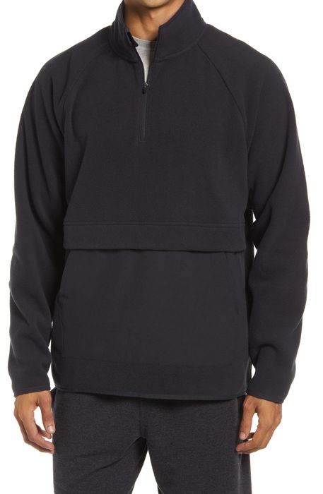 Zella Open Range Half Zip Fleece Pullover in Black