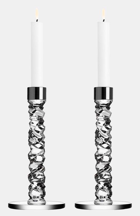 Orrefors Carat Set of 2 Crystal Candlesticks