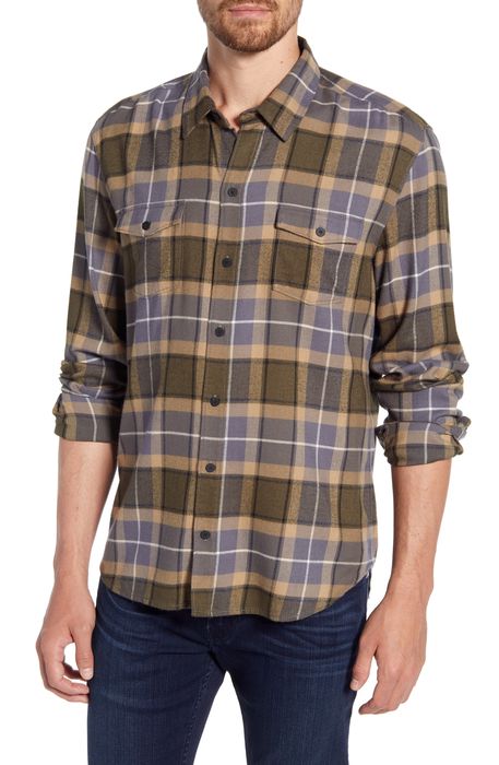 PAIGE Everett Slim Fit Plaid Button-Up Shirt in Torrey Olive