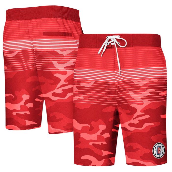 Men's G-III Sports by Carl Banks Red LA Clippers Wave Camo Quick-Dry Swim Trunks