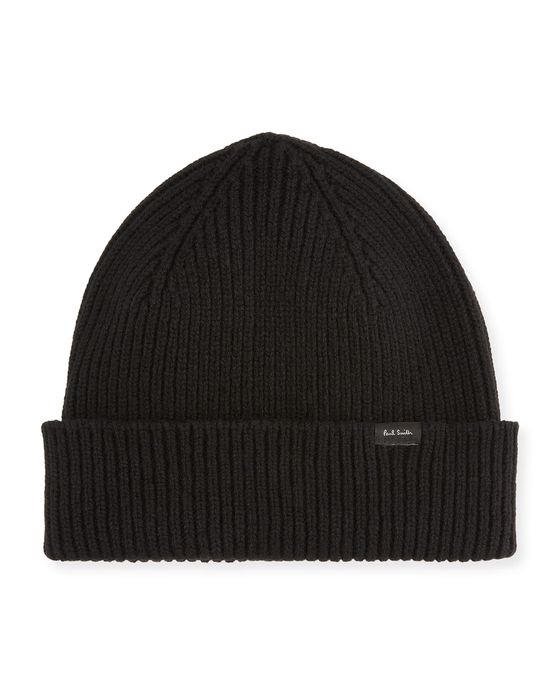 Men's Ribbed Cashmere-Wool Beanie Hat