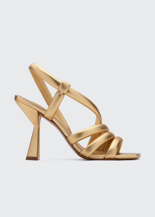 Snake-Embossed Strappy Stiletto Sandals