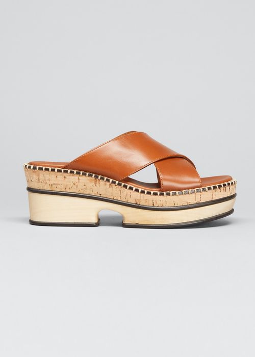 Laia Crisscross Leather Platform Sandals