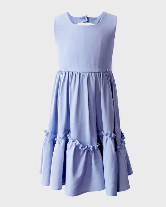 Girl's Sleeveless Ruffle A-Line Dress, Size 4-12
