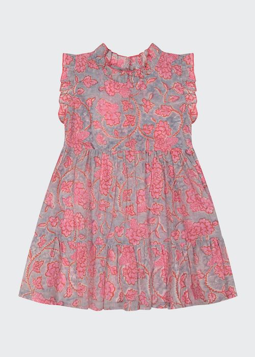 Girl's Ondine Ruffle Floral-Print Dress, Size 2-10
