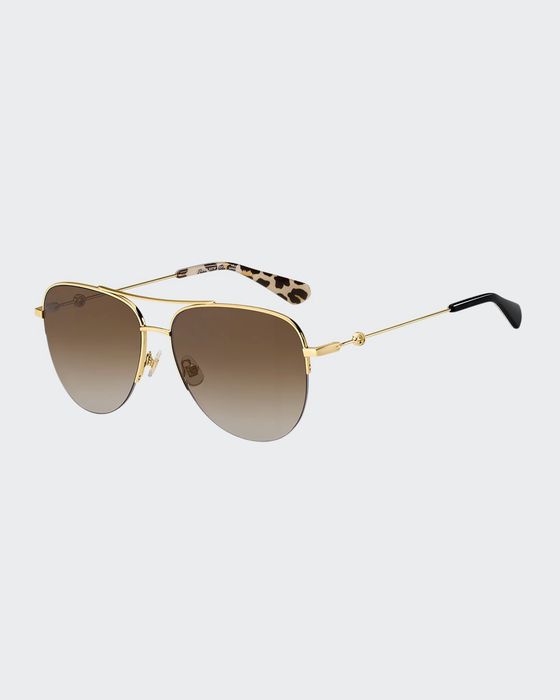 maisie stainless steel aviator sunglasses, brown