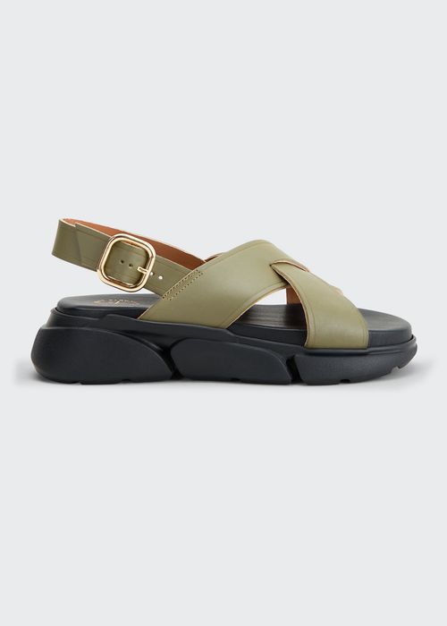 Barisci Calfskin Crisscross Slingback Sandals