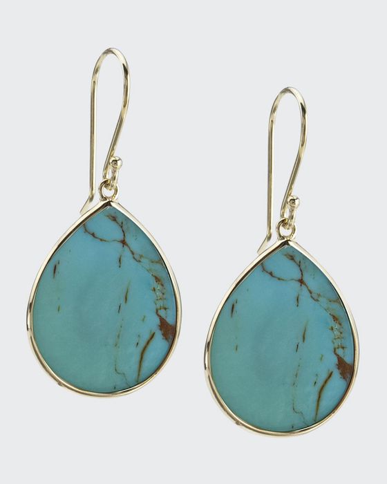 18k Small Teardrop Slice Earrings in Turquoise