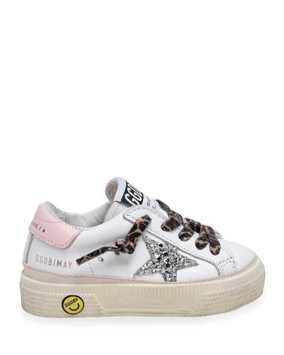 Girl's May Glitter Leopard-Print Low-Top Sneakers, Kids