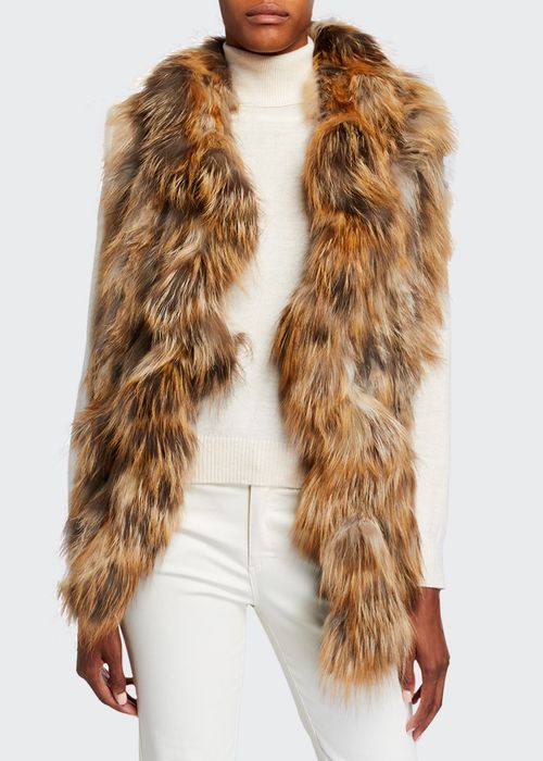 S-Cut Ruffle Knit Fox Fur Stole