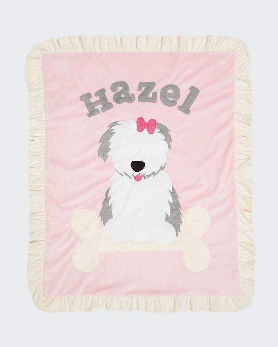 Personalized Puppy Love Plush Blanket, Pink