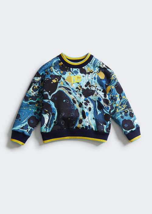 Boy's Marble-Print Logo Sweatshirt, Size 8-12