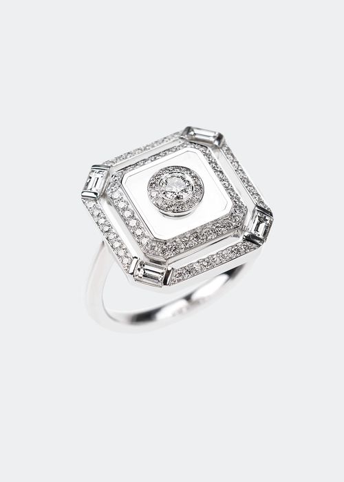 Universe Line 18k White Gold Square Diamond Ring