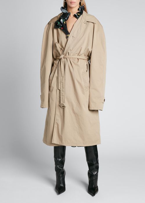 Reversible Twill Jacquard Falling Flowers Trench Coat