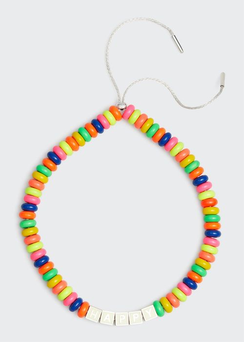 Rainbow Happy Necklace with Enamel on Silver Donuts