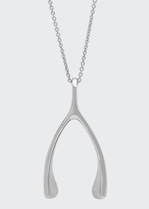 Wishbone Necklace in 18K White Gold