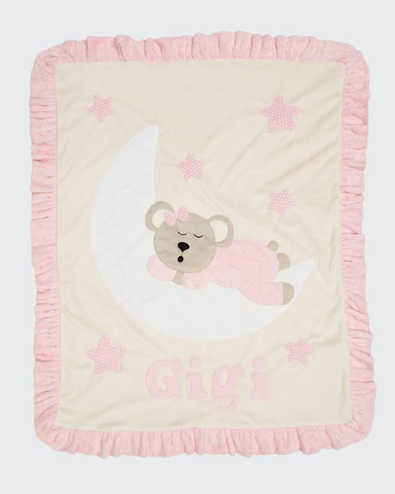 Personalized Goodnight Teddy Plush Blanket, Pink