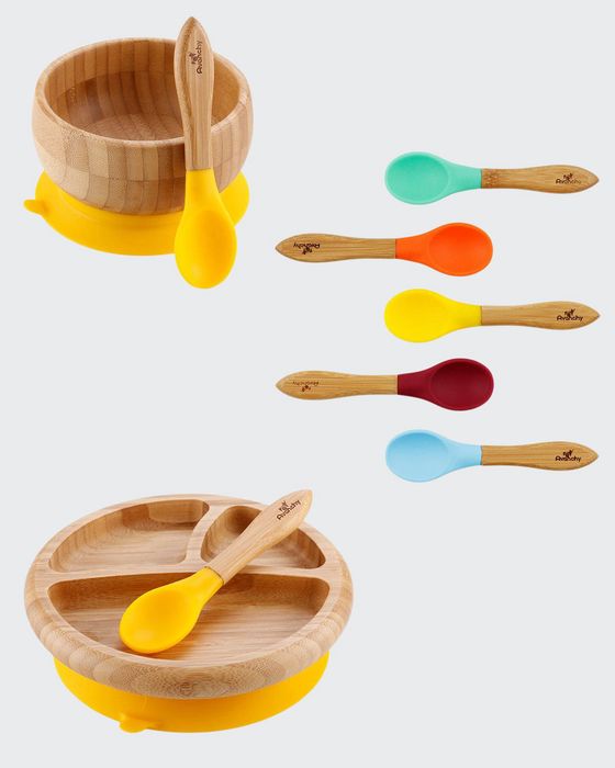 Baby's Bamboo Suction Bowl, Plate & Spoon Set