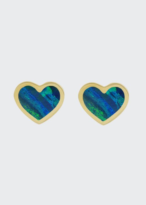 Opal Inlay Heart Stud Earrings