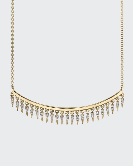 14k Diamond Fringe Drop Bar Necklace