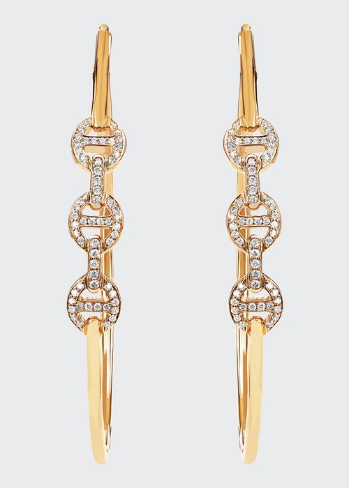 18k Yellow Gold Diamond Hoop Earrings
