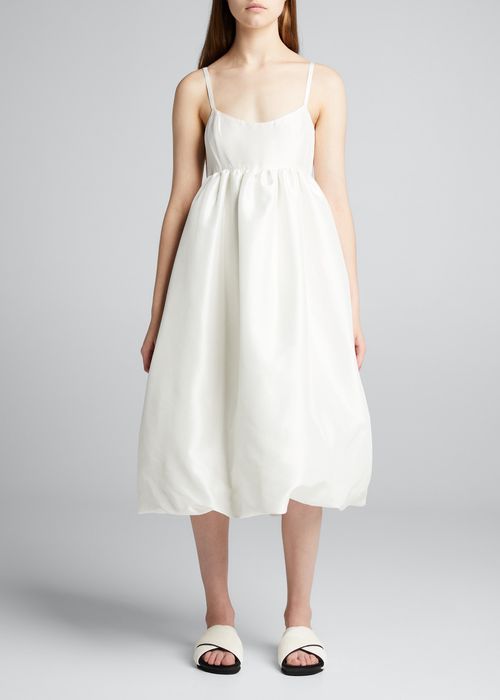Bubble-Skirt Empire Midi Dress