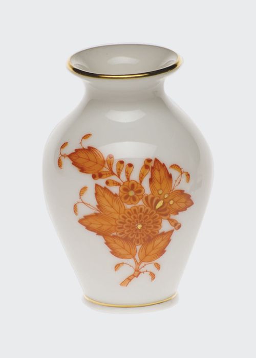 Chinese Bouquet Rust Small Bud Vase with Lip
