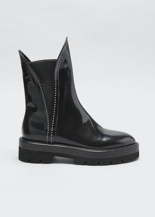 High Shine Water Repellent Boots With Micro Studs
