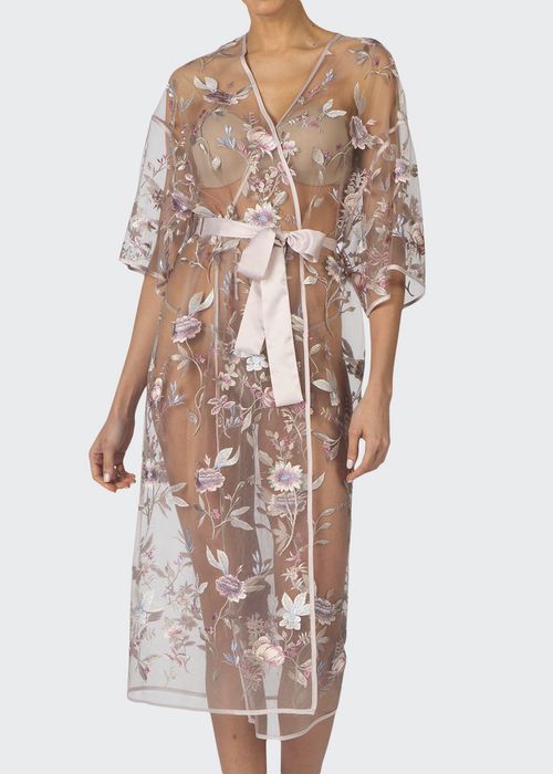 Stunning Floral Embroidered Sheer Robe