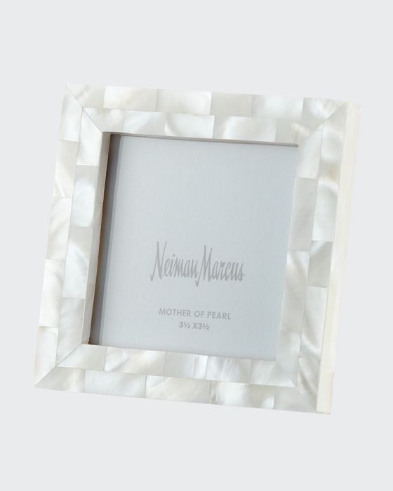 Mother-of-Pearl Picture Frame, White, 3.5" x 3.5"