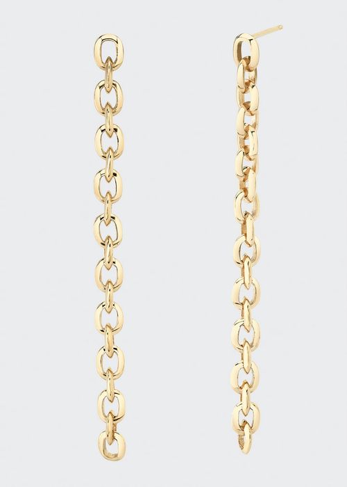 Extra-Small Knife Edge Link Long Drop Earrings in 18k Yellow Gold