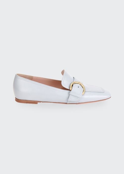 5mm Flat Square-Toe Leather Loafers