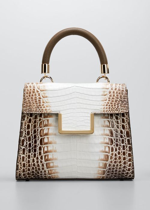 Michelle Small Crocodile Top-Handle Bag with Strap