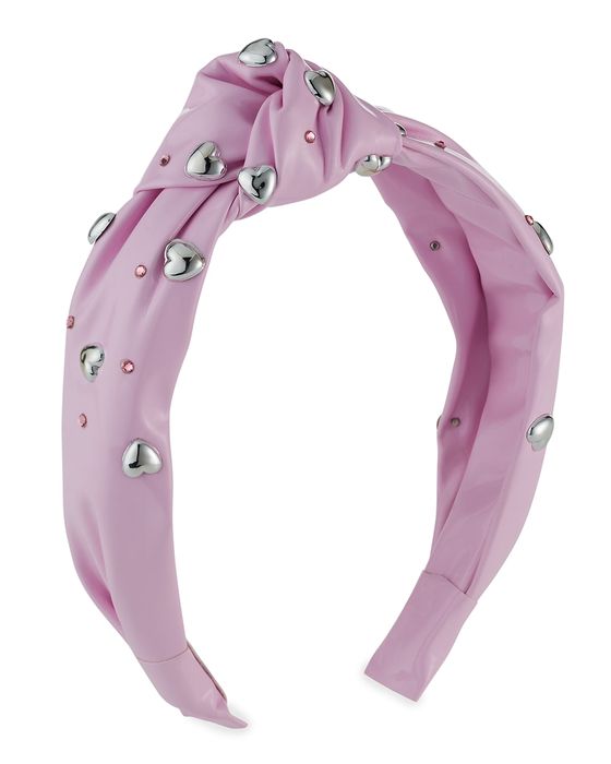Girl's Heart Studded Crystal Embellished Knotted Headband