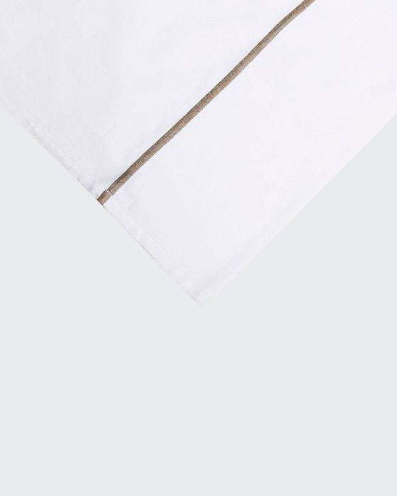 Classic Hotel Queen Sheet Set, White/Taupe