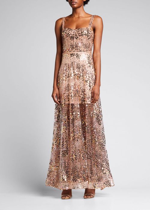 Midnight Gold Sequin Tulle Gown