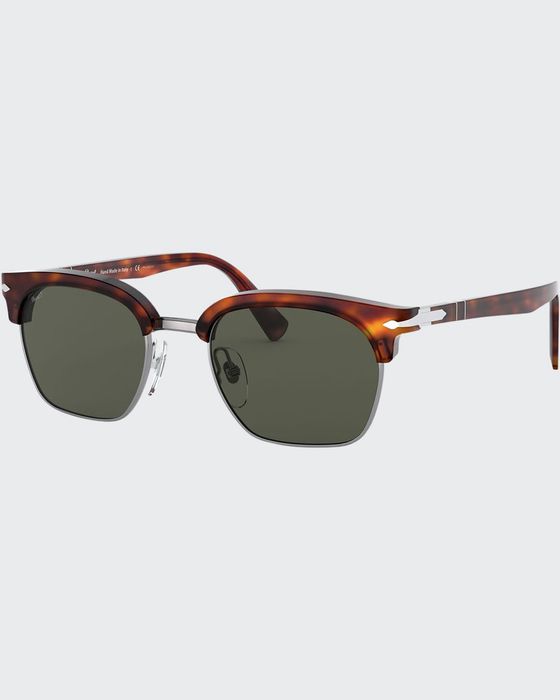 Men's Tortoiseshell Half-Rim Polarized Sunglasses