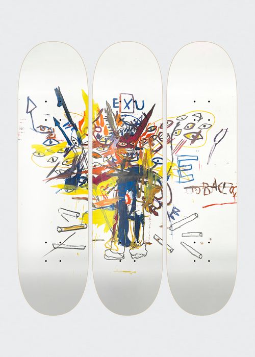 "Basquiat Exu" by Jean-Michel Basquiat Skateboard Wall Art, Set of 3