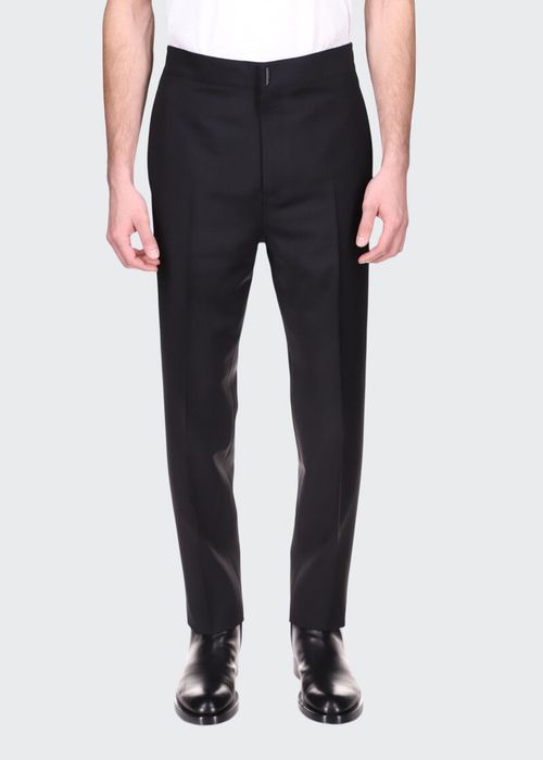Men's Solid Tapered Wool Trousers
