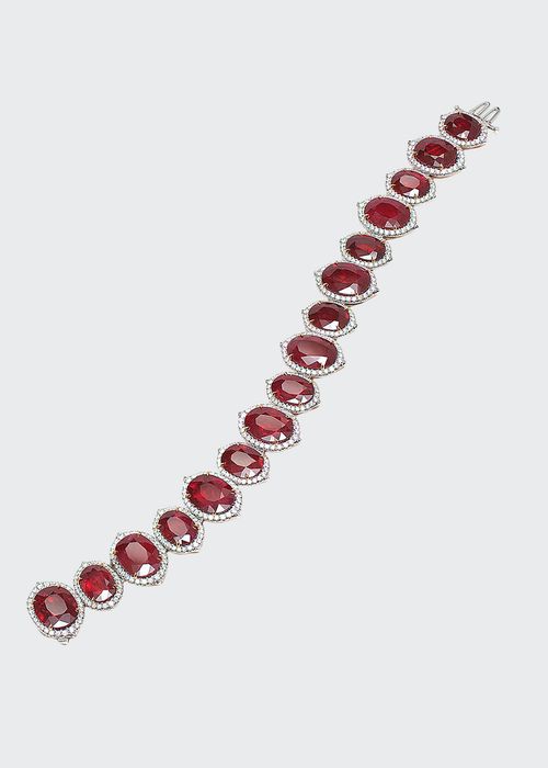 Oval Mozambique Ruby and Diamond Bracelet