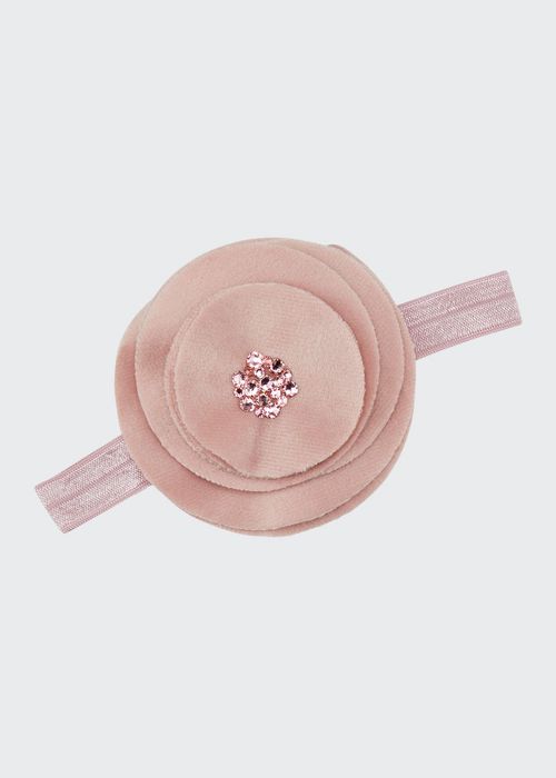 Baby's Velvet Flower Crystal Elastic Headband