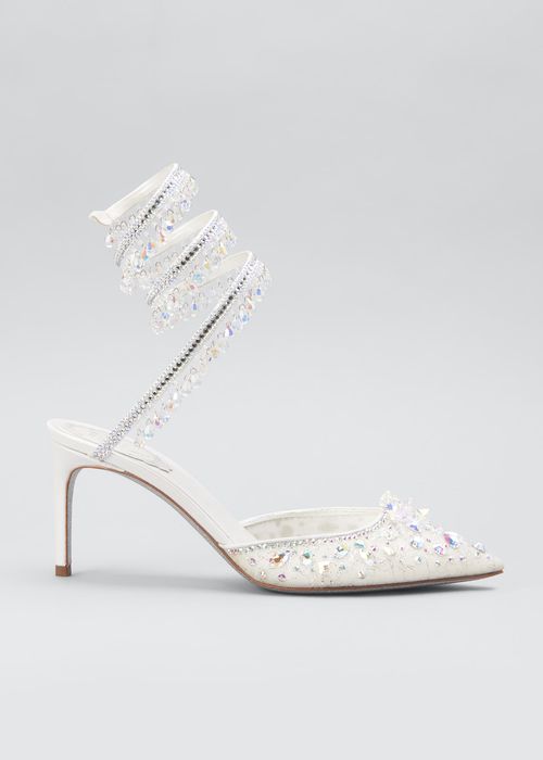 Chandelier Crystal Ankle-Wrap Pumps