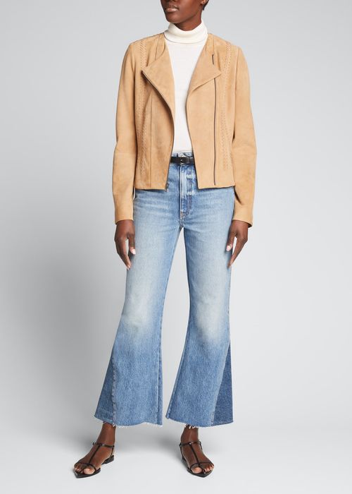 Serena Zip-Front Suede Jacket
