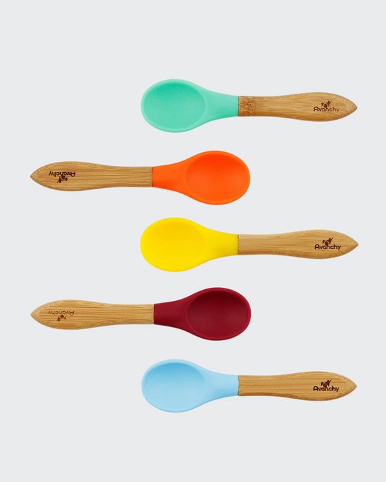 Baby's Bamboo & Silicone Training Spoons, Set of 5